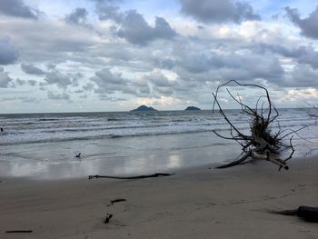 Scenic view of sea against dramatic sky