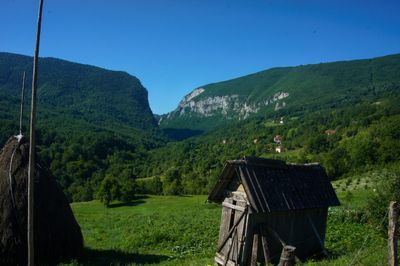 Scenic view of mountains against clear sky