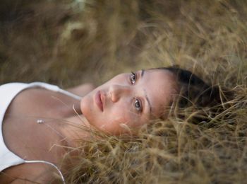 Woman lying down on land