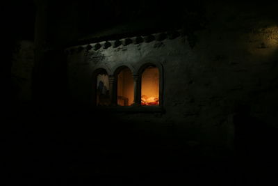 View of illuminated built structure at night