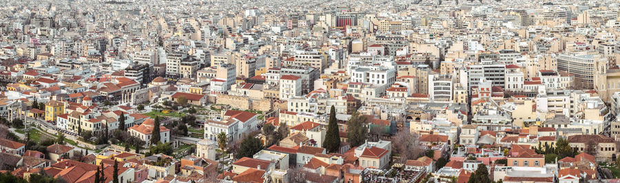 Athens, greece - february 13, 2020. panoramic view over the athens city