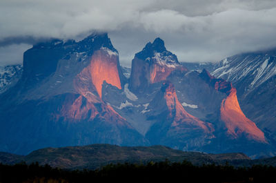 Panoramic view of volcanic mountain against sky