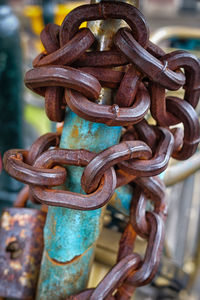 Close-up of rusty chain