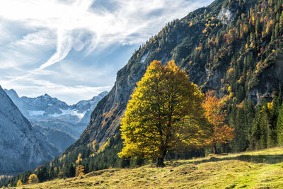 Scenic view of mountains against sky