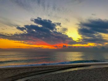 Scenic view of sea against sky during sunset