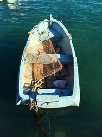 High angle view of fishing net in sea