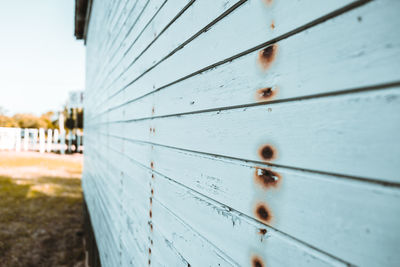 Close-up of metallic structure on wall