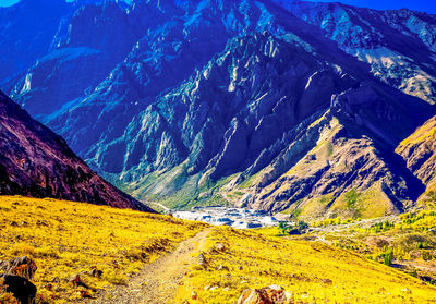 Aerial view of snowcapped mountains