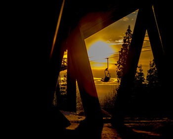 Suspension bridge at sunset