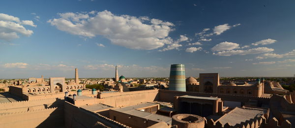 High angle view of buildings in city