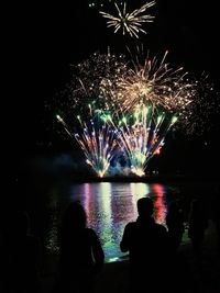 Firework display at night