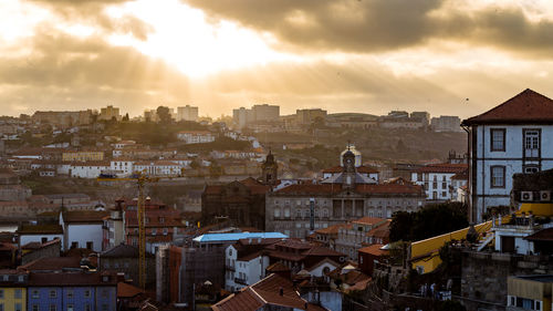 View of residential district against sky