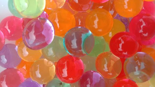 High angle view of multi colored balloons