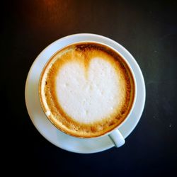 Directly above shot of cappuccino on table