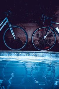 Close-up of swimming pool at night