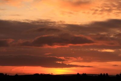 Scenic view of dramatic sky during sunset