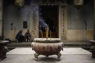 Close-up smoke of incense sticks