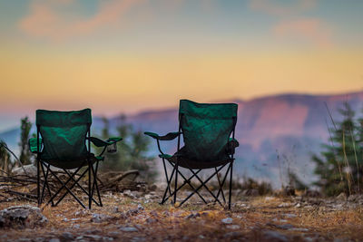 Empty chairs on table