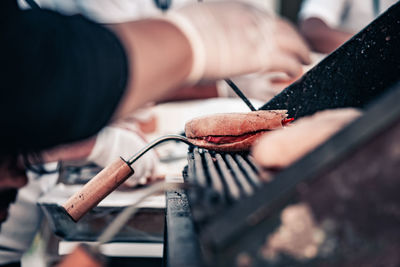 Close-up of hand holding bread