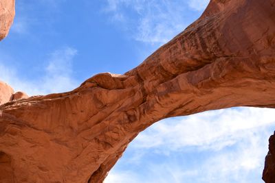 Low angle view of rock formations against sky