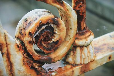 Close-up of rusty railing