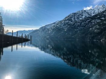 Scenic view of lake against sky