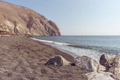 Scenic view of sea against clear sky