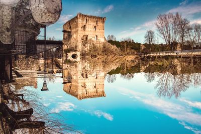 Reflection of building in lake