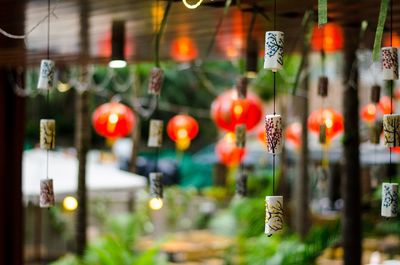 Close-up of hanging lights