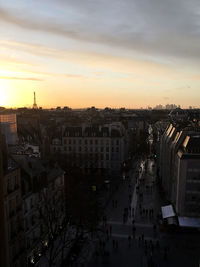 High angle view of street amidst buildings in city