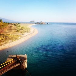 High angle view of calm sea and coastline