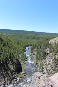 Scenic view of landscape against clear blue sky