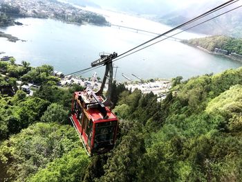 High angle view of overhead cable car