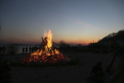 Hamburg, germany, april 2022. easter fire at the river elbe in blankenese, hamburg, germany.