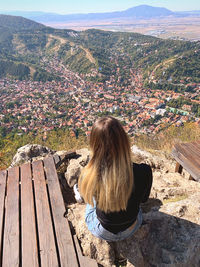 Rear view of woman looking at view