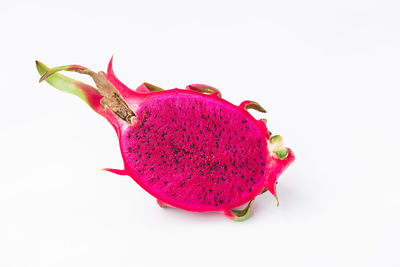Close-up of strawberry over white background