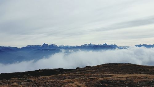 Panoramic view of waterfall against sky