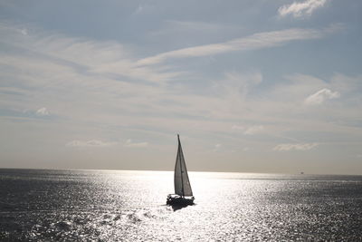 Boat sailing in sea