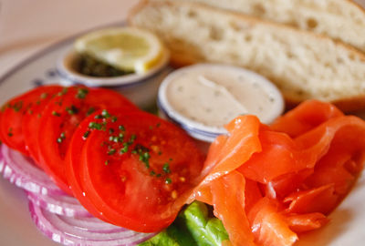 Close-up of orange slices in plate