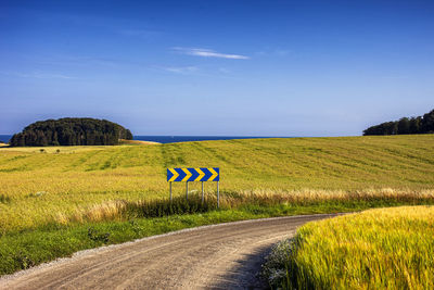 Scenic view of road amidst field against sky