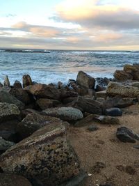 Scenic view of sea against sky during sunset