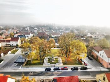 High angle view of cityscape against sky