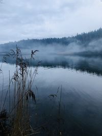 Scenic view of lake against sky