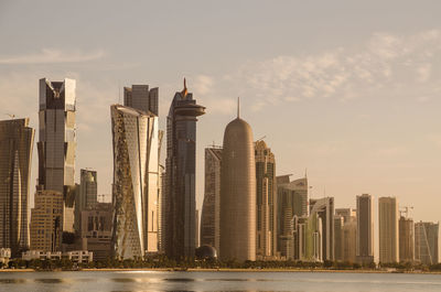 Doha skyline in the evening, qatar 