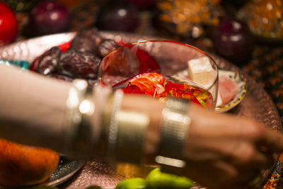 Close-up of christmas decoration on table