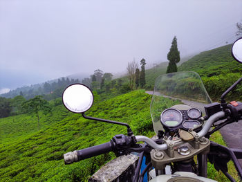 Motorcycle ridding in isolated beautiful mountain at morning from flat angle
