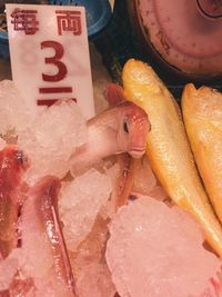 High angle view of fish for sale in market