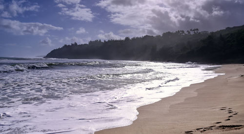 Scenic view of beach against sky