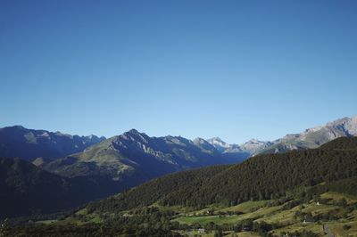 Scenic view of mountains against clear sky