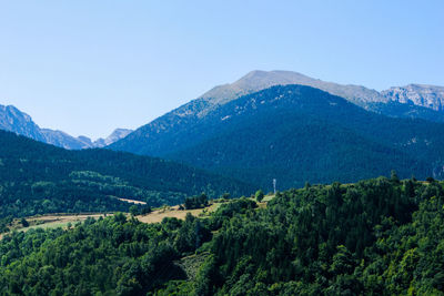 Scenic view of mountains against clear sky